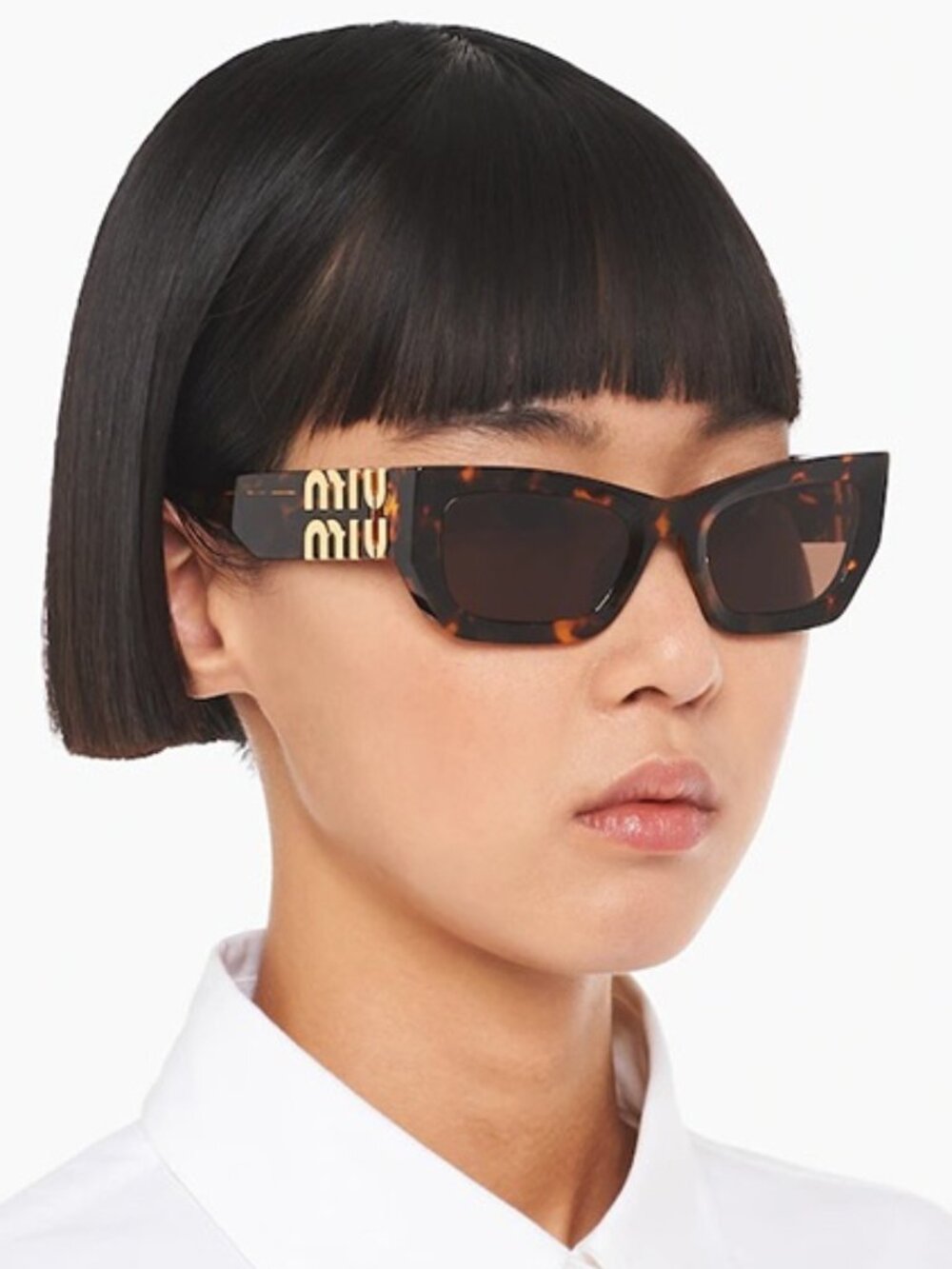 Miu Miu Women Sunglasses Havana Brown Rectangle MU09WS GLIMPSE VAU06B BRAND NEW